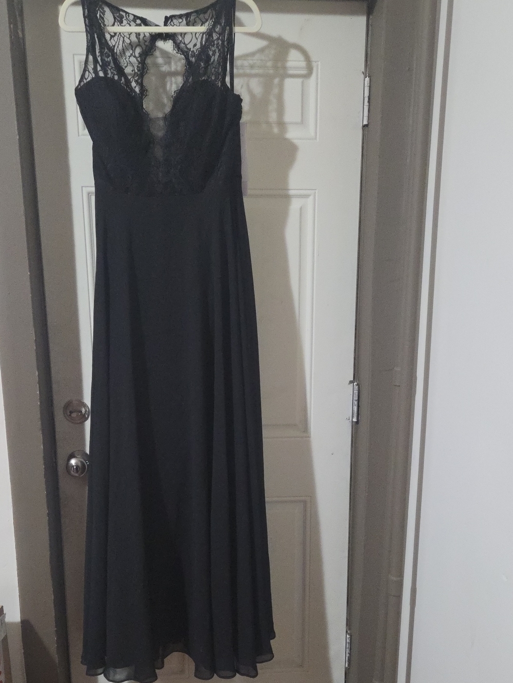 Chic Black Lace Bodice Prom Dress